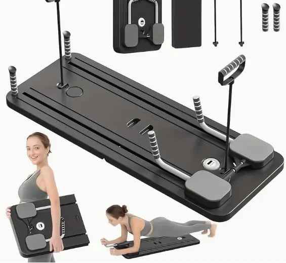 Pilates Board - Pilates Reformer Set, Multi-Purpose Foldable Pilates , 5 in 1 Pilates Sliding Board (Black)