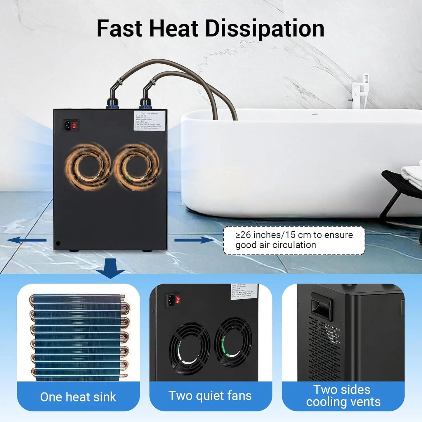 Aquarium Chiller for Fish Tank 79 Gallon 1/3 HP Hydroponics Compatible Quiet Design Refrigeration Compressor Water Chiller 300L