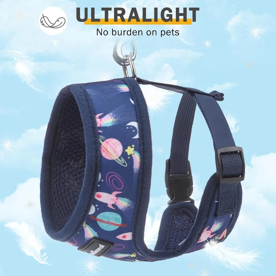 Adjustable NoPull Soft Mesh StepIn Harness Collar and Leash Set for Small Dogs and Puppies Ideal for Outdoor Walking with Comfo