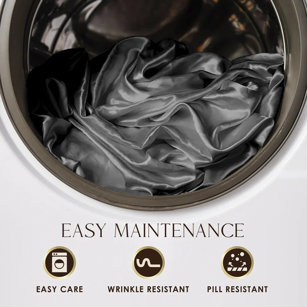 Luxury Satin Pillowcases Set of 2 Soft Breathable Hypoallergenic Hair Skin Comfortable King Size Bedding