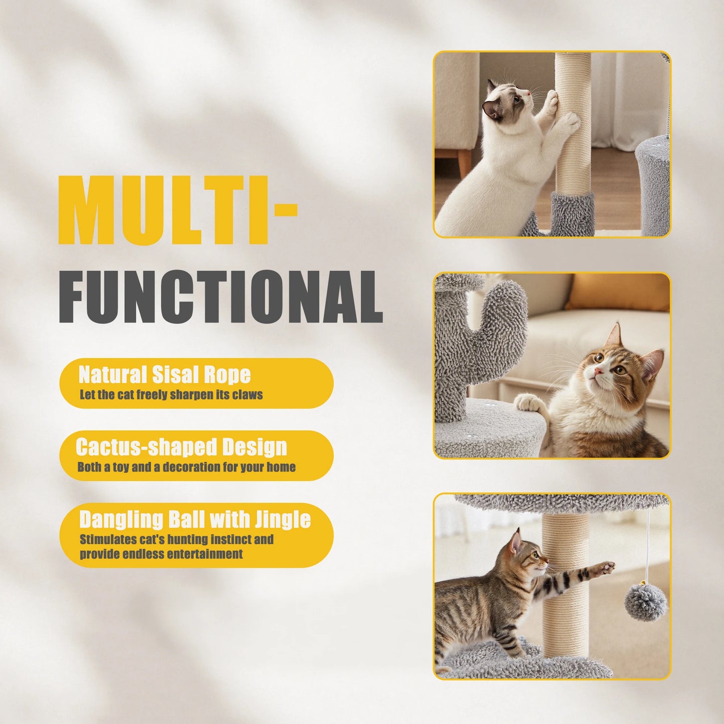 JHK Multi Level Cat Tree With Sisal Scratching Post