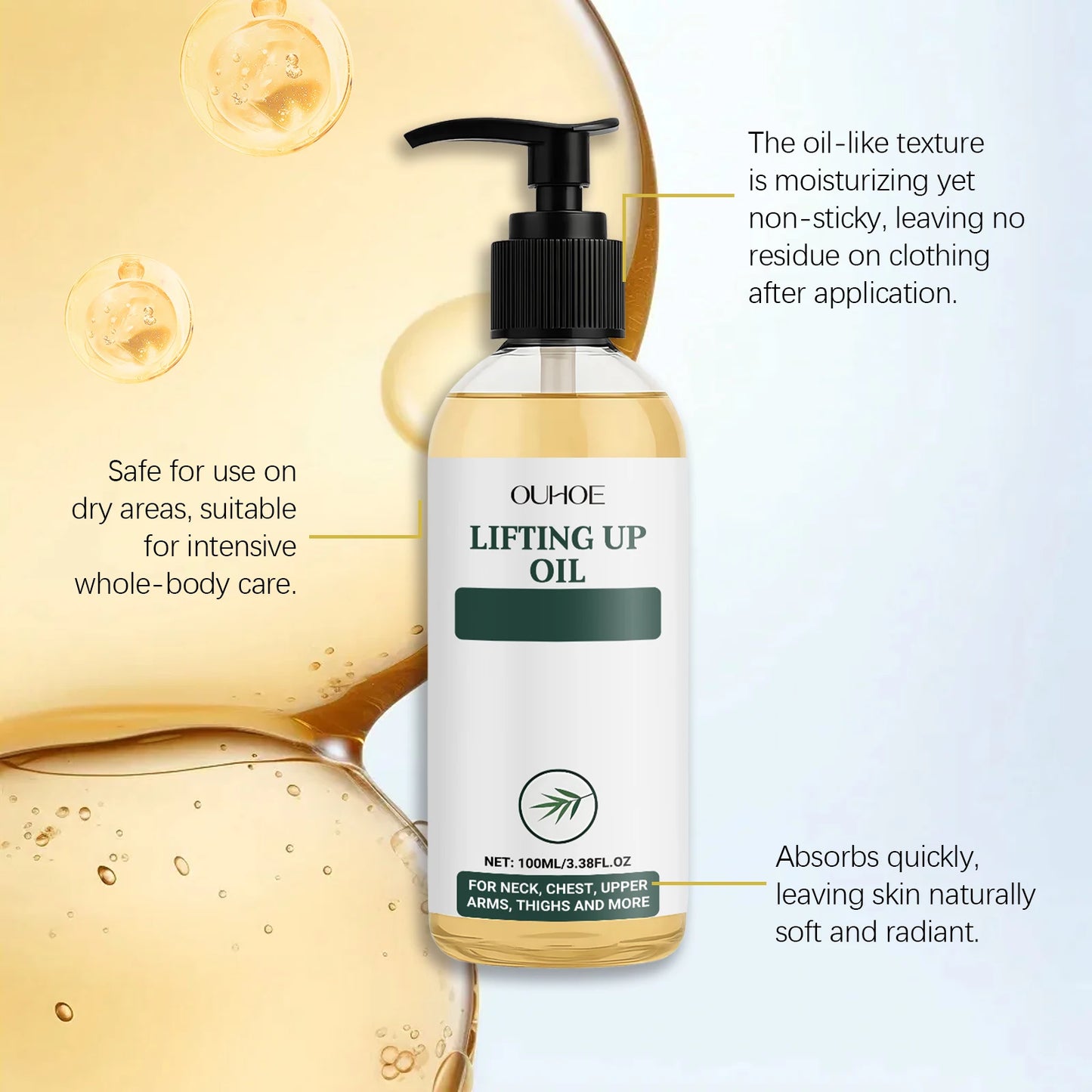 Ouhoe 100ml Collagen Lifting Body Essential Oil Firming Massage Body Sculpting Tighten Chest Hips Beauty Body Care Essential Oil