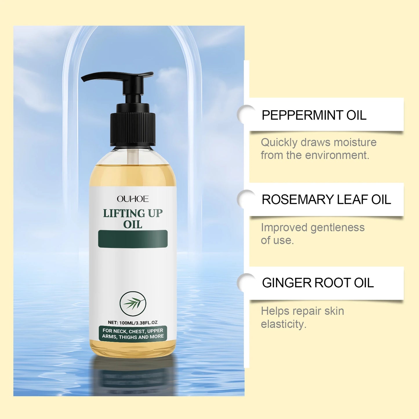 Ouhoe 100ml Collagen Lifting Body Essential Oil Firming Massage Body Sculpting Tighten Chest Hips Beauty Body Care Essential Oil