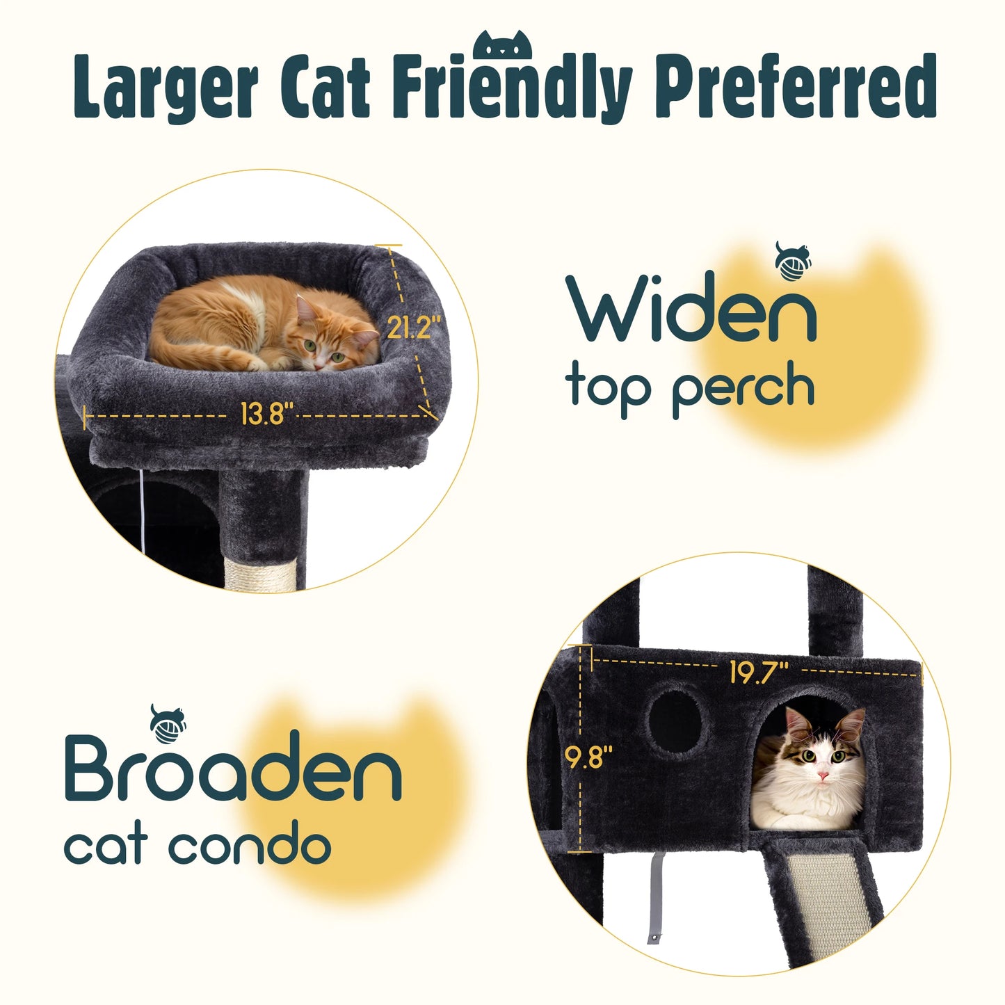 Hoomic Cat Tree Tower Three Tier Plush Condo With Baskets