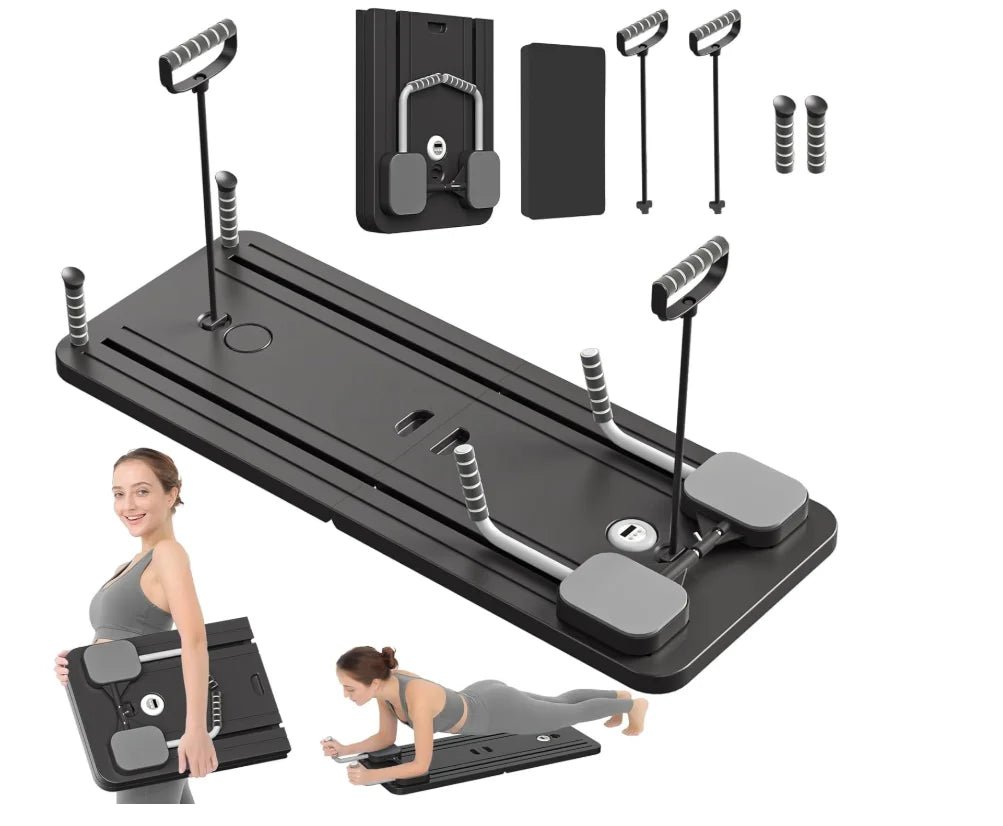 Pilates Board - Pilates Reformer Set, Multi-Purpose Foldable Pilates , 5 in 1 Pilates Sliding Board (Black)