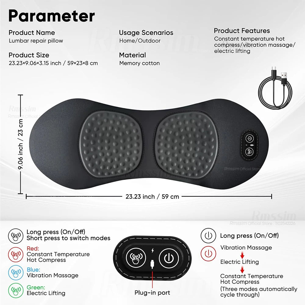 Okayso Multi-functional 3-in-1 Back Massager with Relief Bed Sleeping Shiatsu Deep Tissue Portable Shoulder Lower Waist Massager