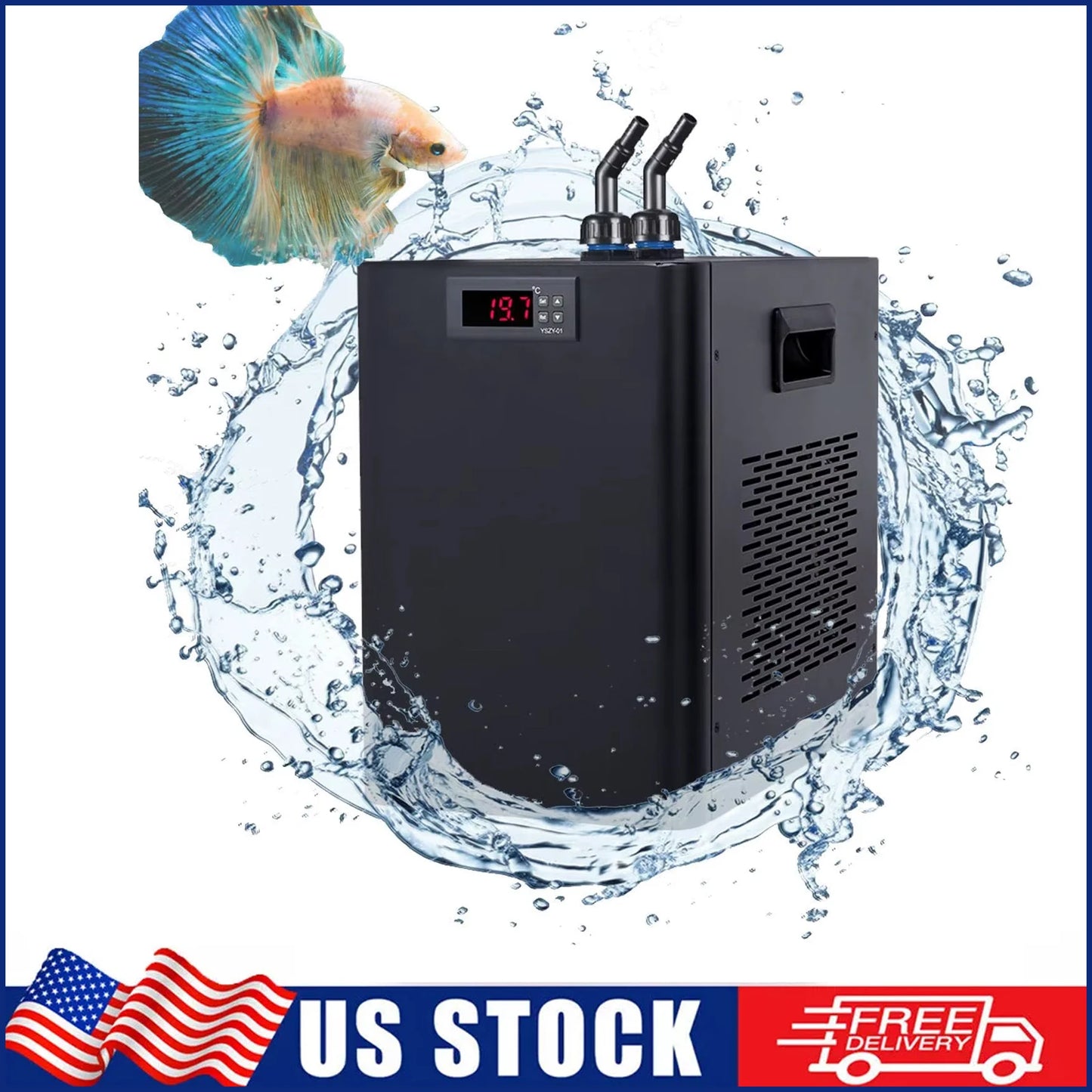 Aquarium Chiller for Fish Tank 79 Gallon 1/3 HP Hydroponics Compatible Quiet Design Refrigeration Compressor Water Chiller 300L