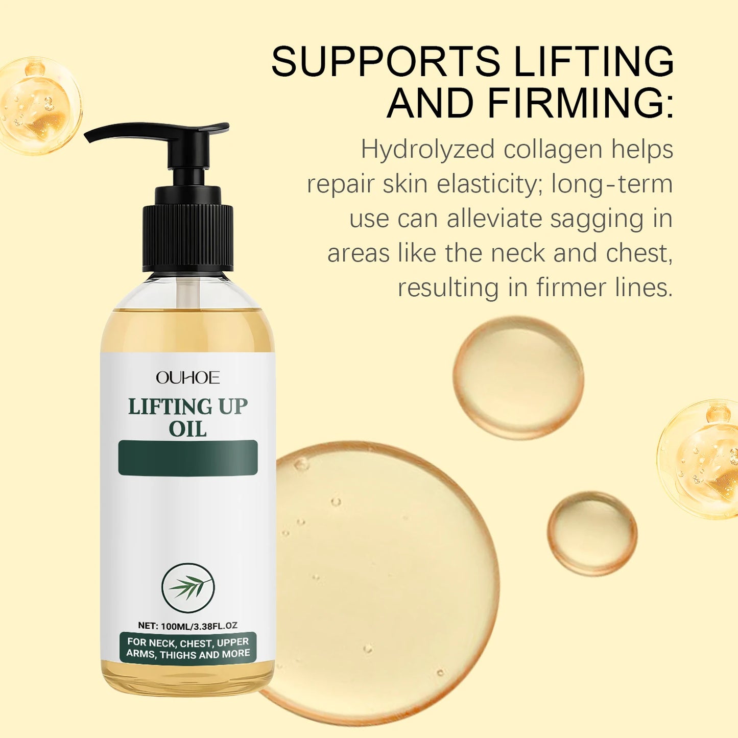 Ouhoe 100ml Collagen Lifting Body Essential Oil Firming Massage Body Sculpting Tighten Chest Hips Beauty Body Care Essential Oil