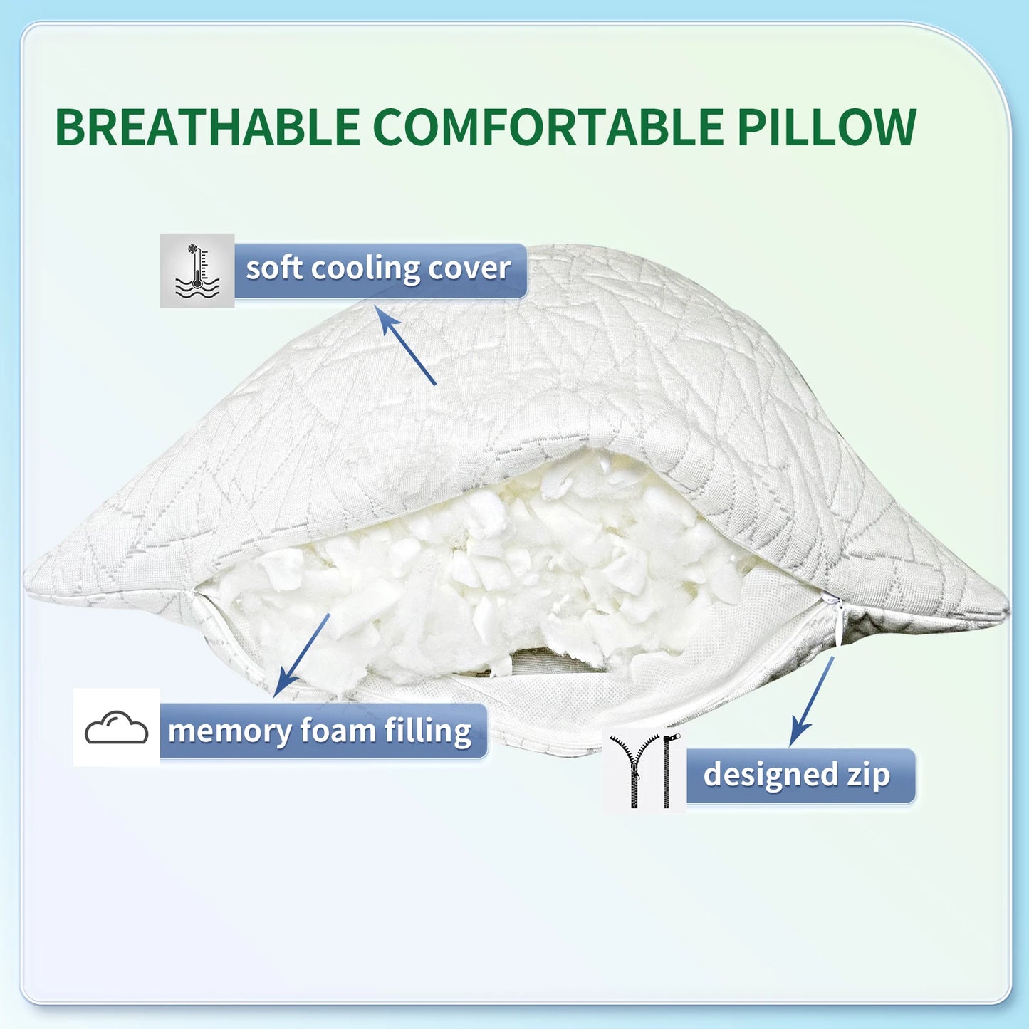 Memory Foam Body Pillow For Adults Plush Long Rectangle Pillow