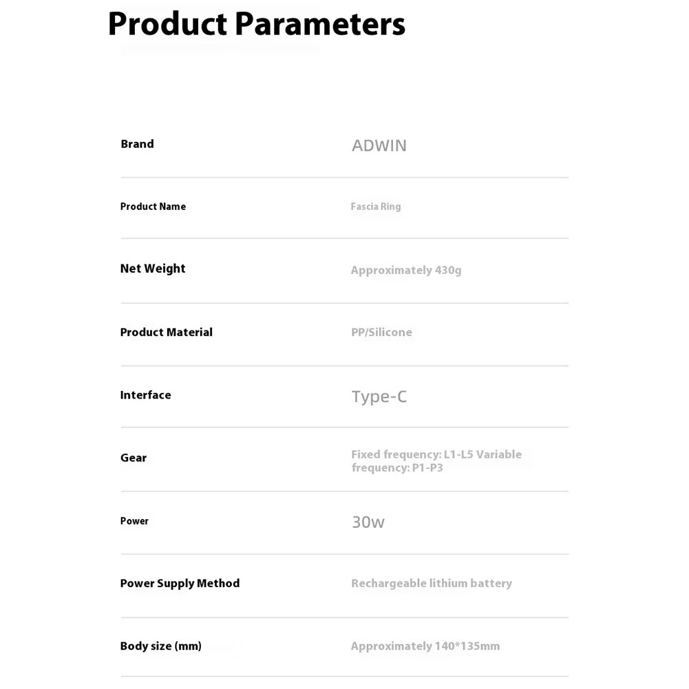 Multifunctional Full-Body Fascia Ring with 5 Modes Deep Tissue Massage Gun Handheld Fascial Ring Massage Ring for Home Gym Use