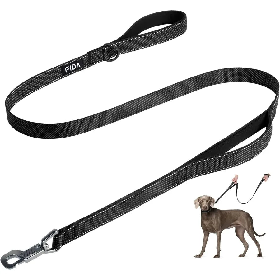 4 FT Heavy Duty Dog Leash with 2 Comfortable Padded Handles and Traffic Handle for Secure Walks Advanced Easy Snap Hook with Re