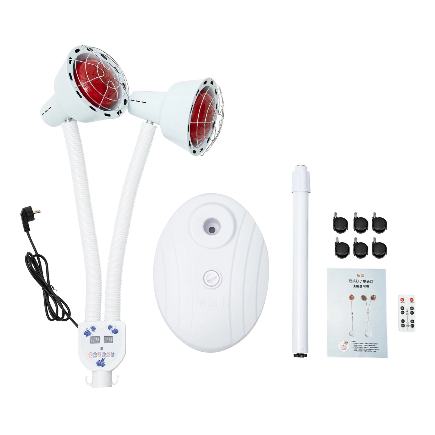 275W Two-headed Infrared Heat Lamp, Adjustable Beauty Timer Light, 360° Rotatable Health Care Heating Lamps