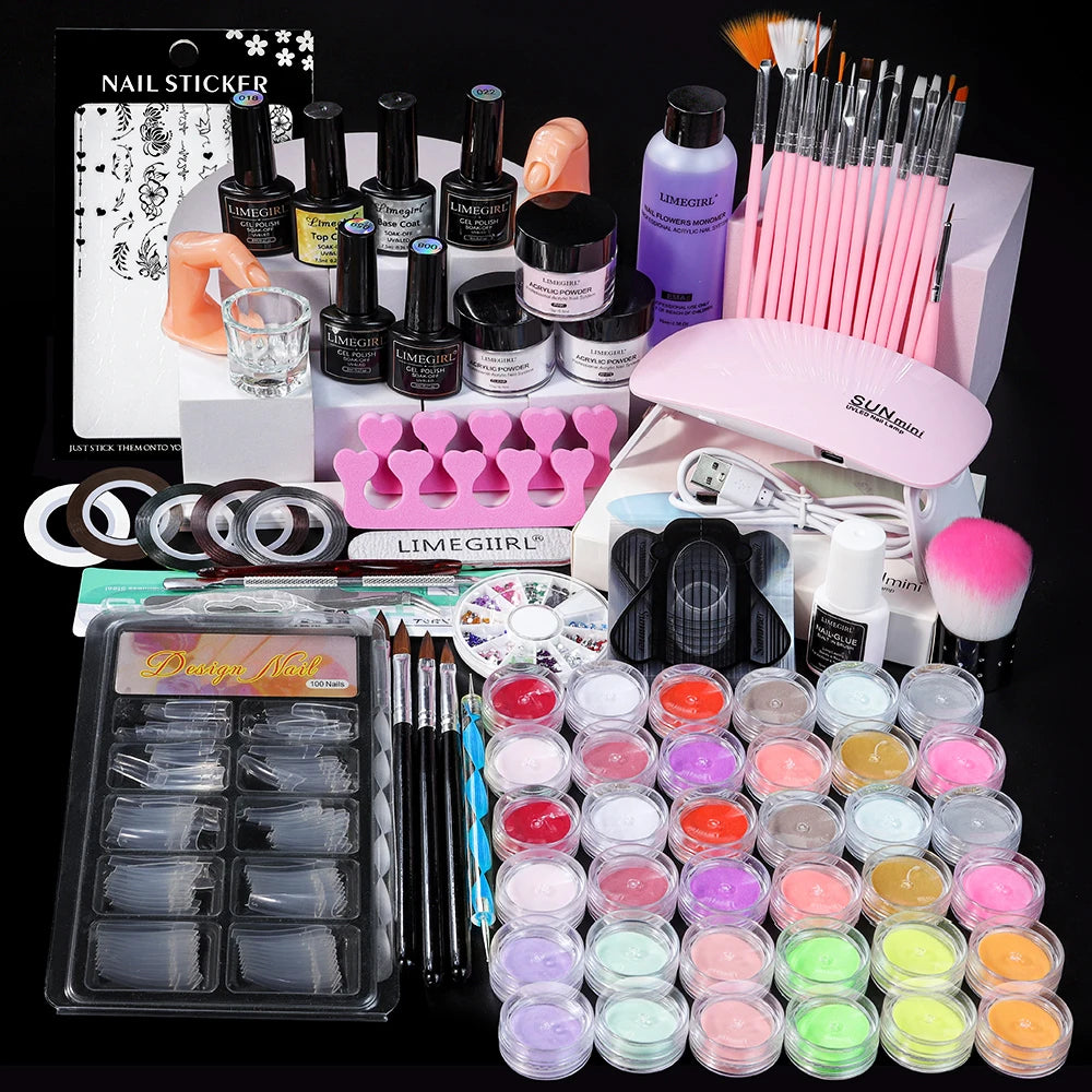 Acrylic Nail Kit for Beginners Acrylic Powder and Liquid Set Professional Nails Acrylic with Brushes Tool for Salon/Home Art DIY