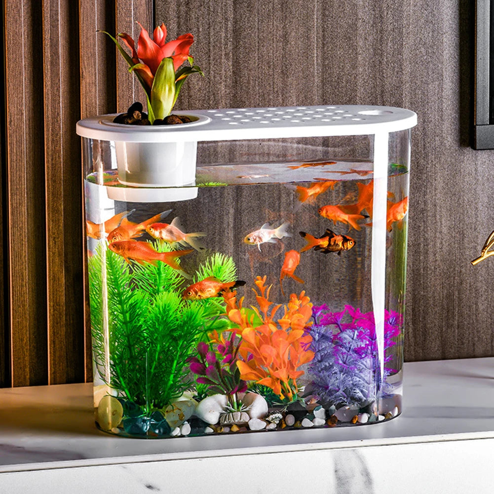Plastic Clear Table Fish Bowl Hydroponics Desktop Aquarium Aquaponic Soil Cultivation Aquaponic Planter for Home Office Decor