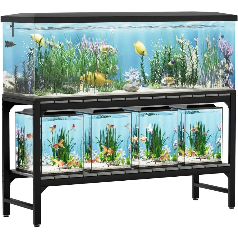 Tatub 55-90 Gallon Fish Tank Stand, Metal Aquarium Stand with 2-tier Open Shelves & Thickened Slats, Heavy Duty Metal Large Aqua