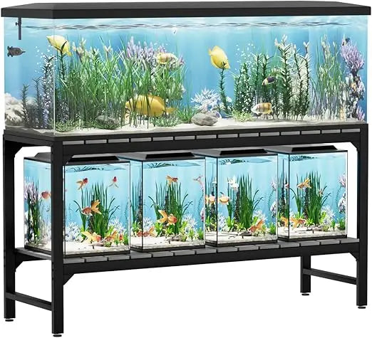 Tatub 55-90 Gallon Fish Tank Stand, Metal Aquarium Stand with 2-tier Open Shelves & Thickened Slats, Heavy Duty Metal Large Aqua