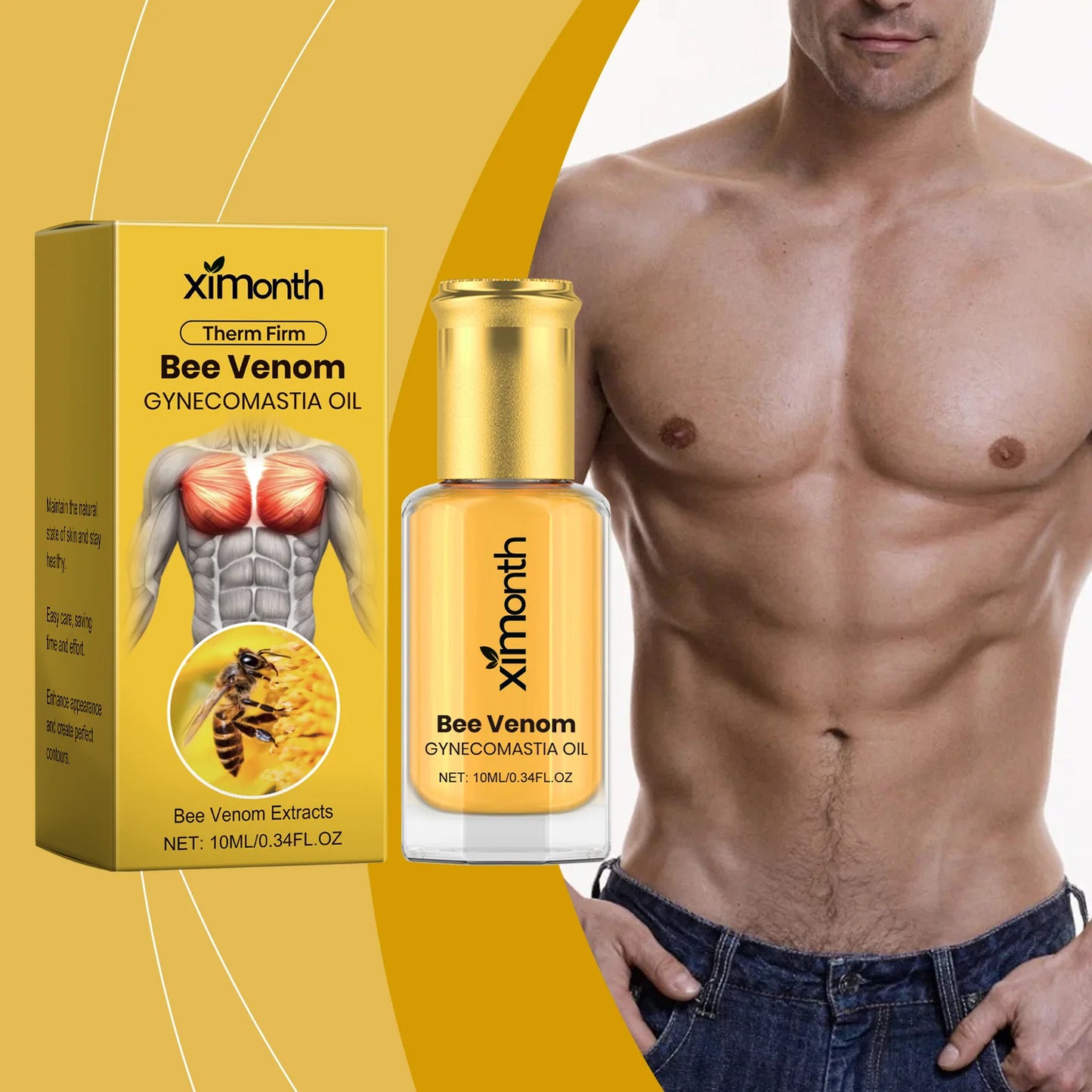 Ximonth Gynecomastia Oil Firm Chest Skin Shaping Perfect Muscle Contour Reduce Sag Burn Excess Fat Herbal Men Chest Massage Oil