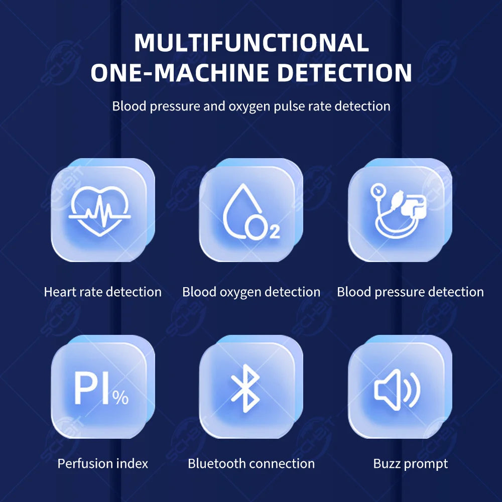 2 In 1 Dual Function Blood Oxygen and Blood Pressure Monitor, Intelligent Bluetooth Finger Pulse Oximeter+Blood Pressure Monitor