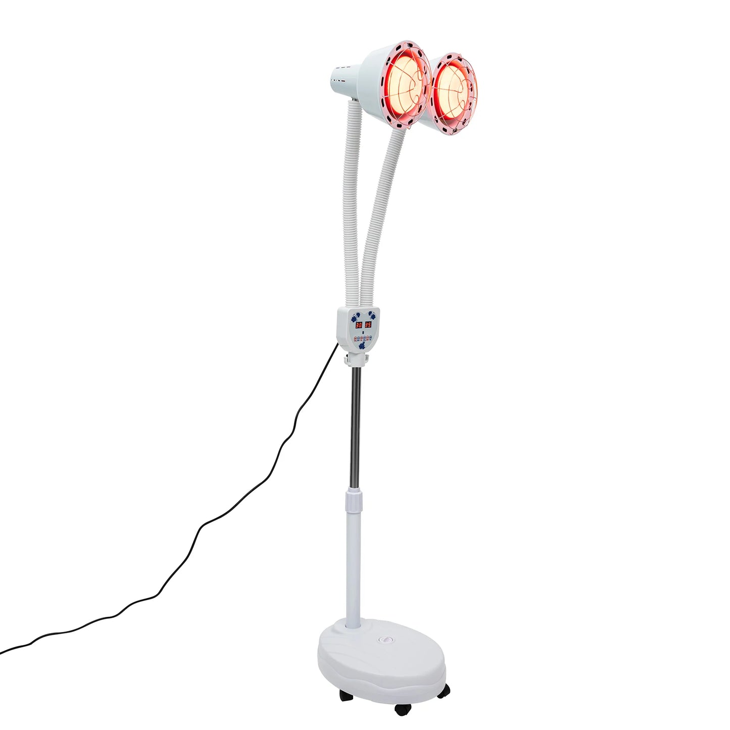 275W Two-headed Infrared Heat Lamp, Adjustable Beauty Timer Light, 360° Rotatable Health Care Heating Lamps