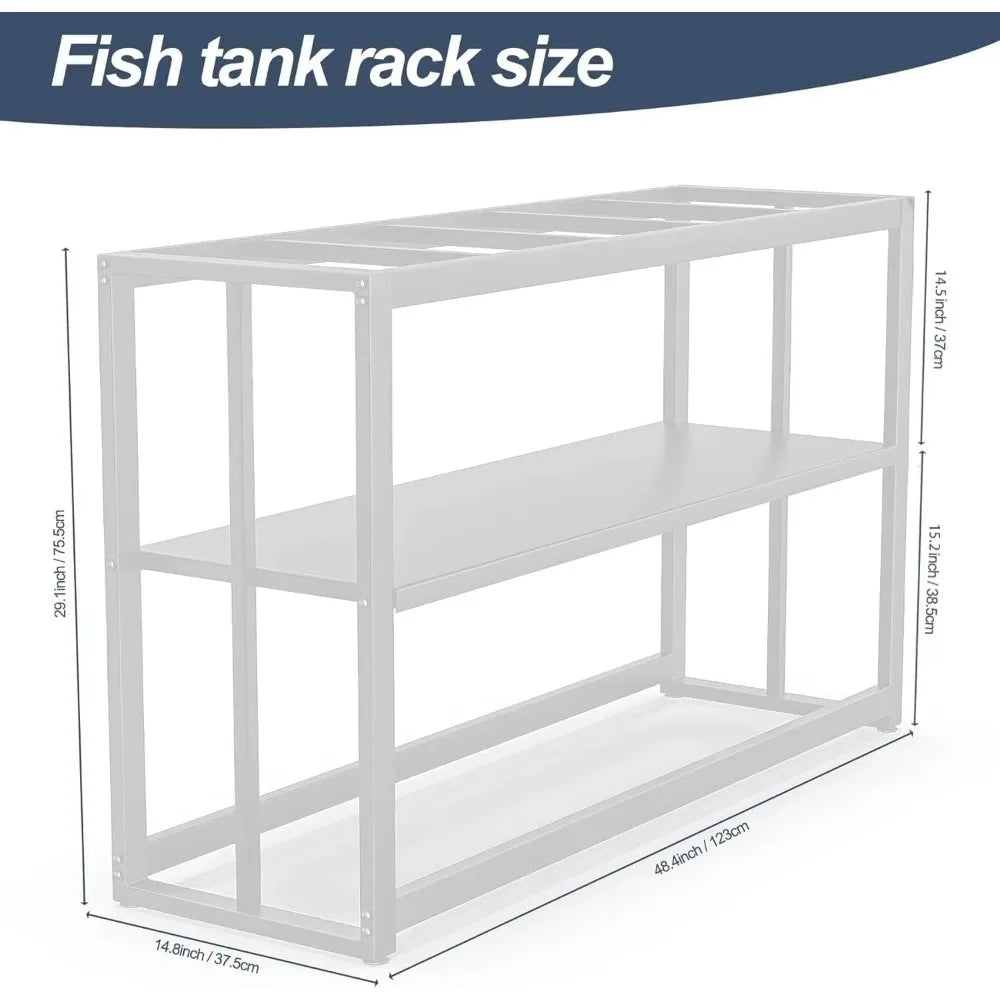 Fish Tank Stand Metal Aquarium Stand ,55-75 Gallon Aquarium Turtle Tank, 48.4 x 14.8 x 29.1Inch, Reptile Terrariums and Breeder