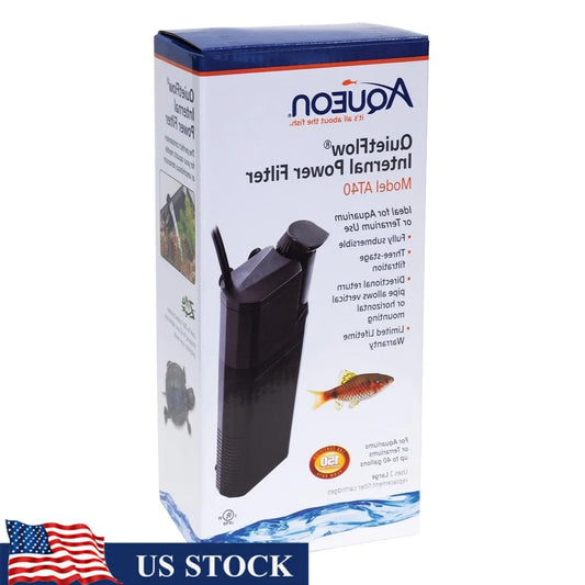 Submersible Internal Aquarium Filter Power Filter 40 Gallon Self Priming Three Stage Filtration 150 GPH Ideal Aquariums
