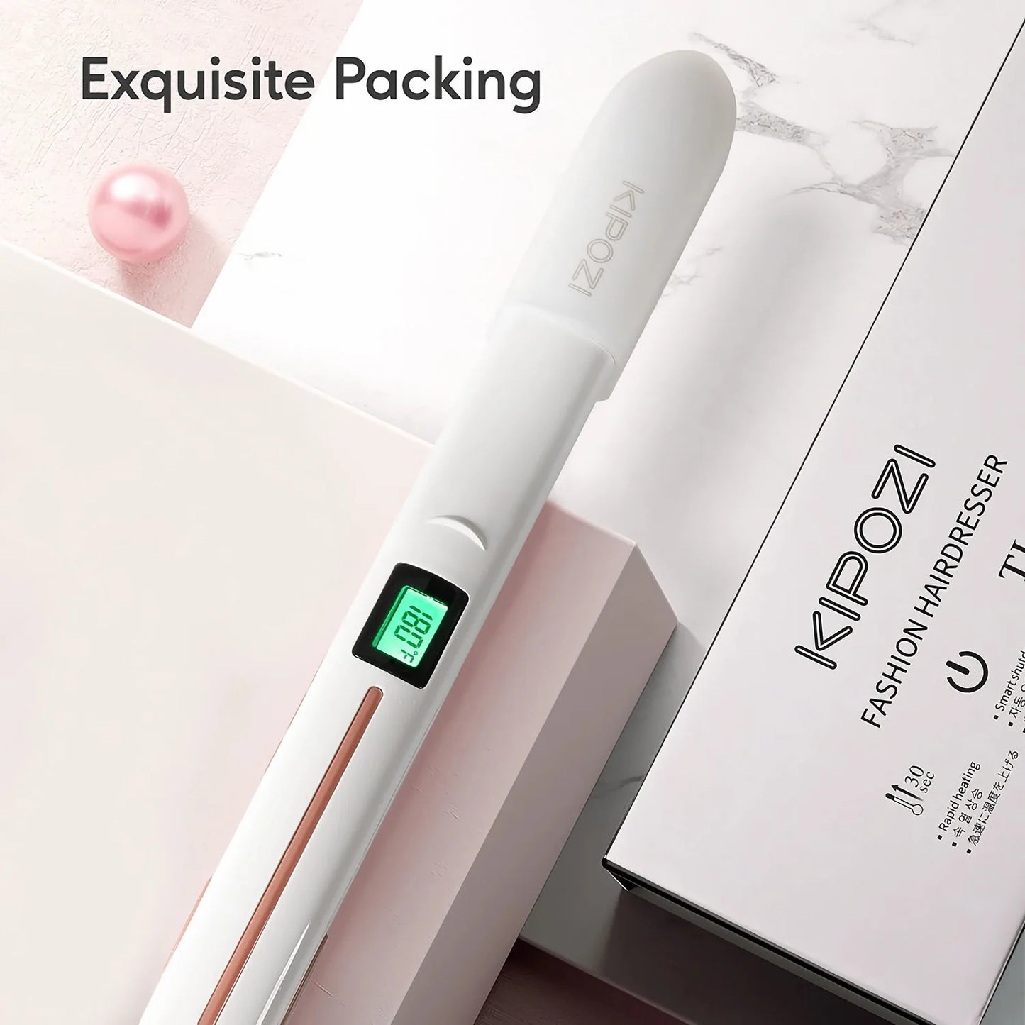 KIPOZI Professional Titanium Flat Iron Hair Straightener Digital LCD Display Dual Voltage Titanium Plates Salon & Home Use 2025