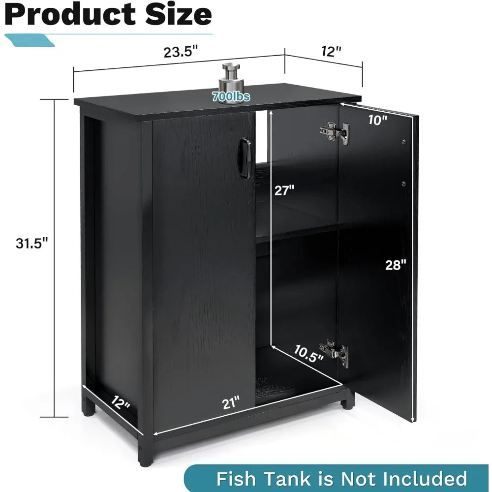 TC-HOMENY 10-20 Gallon Fish Tank Stand, Aquarium Stand with Power Outlets, 700LBS Capacity, Fish Tank Table with Storage Cabinet
