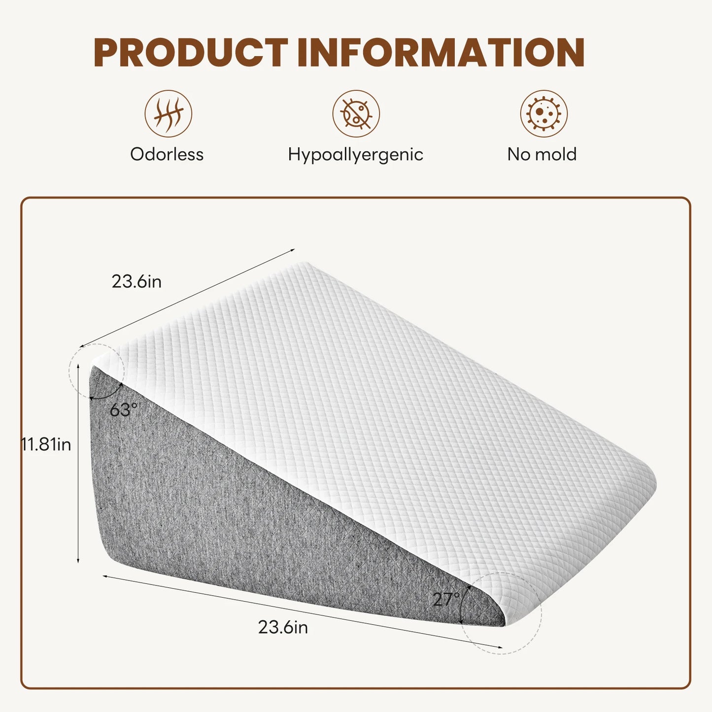 JHK Ergonomic Wedge Neck Pillow Memory Foam For Pain Relief