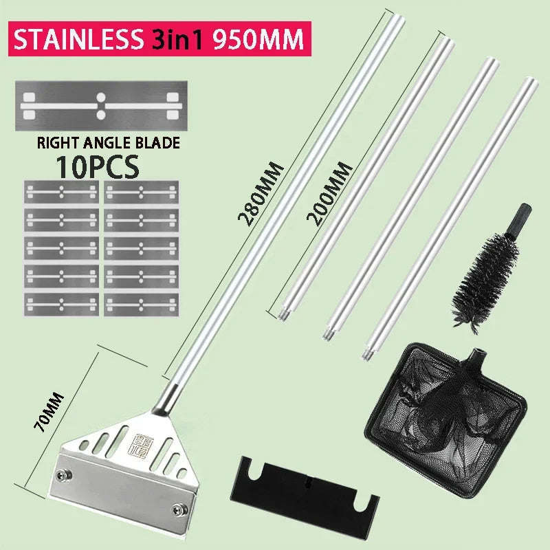 Aquarium Algae Remover Aluminum Alloy Stainless Steel Scraper Blade Fish Tank Glass Water Plant Grass Cleaning Tools Accessories