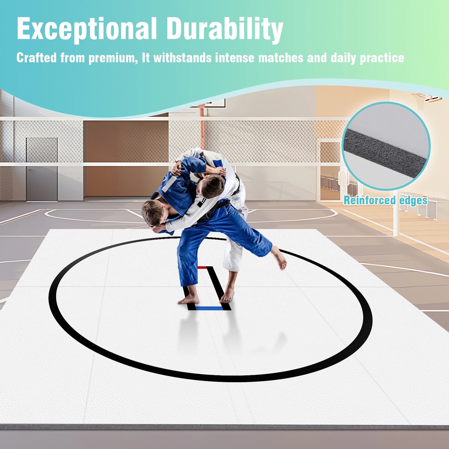 10x10FT Portable MMA/BJJ/Judo/Gymnastics Training Mat Taekwondo Floor Mat for Grappling Martial Art Boxing