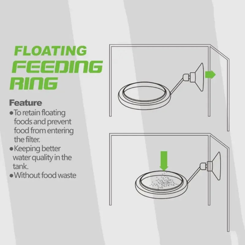 Aquarium Fish Feeding Ring Fish Tank Heart Floating Station Food Tray Square Round Feeder With Suction Cup Fish Tank Accessory