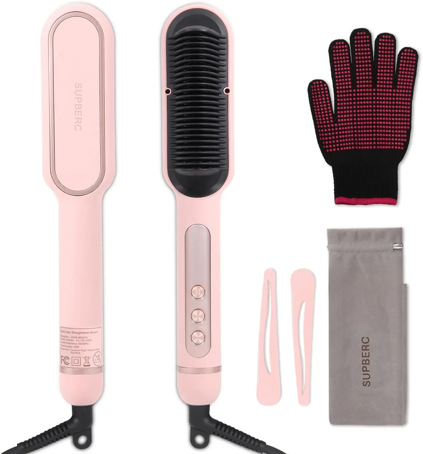 AP02 Negative Ionic Hair Straightener Brush, Fast Heating, Anti-Scald & Auto-Shut Off Hair Brush Straightener for Women