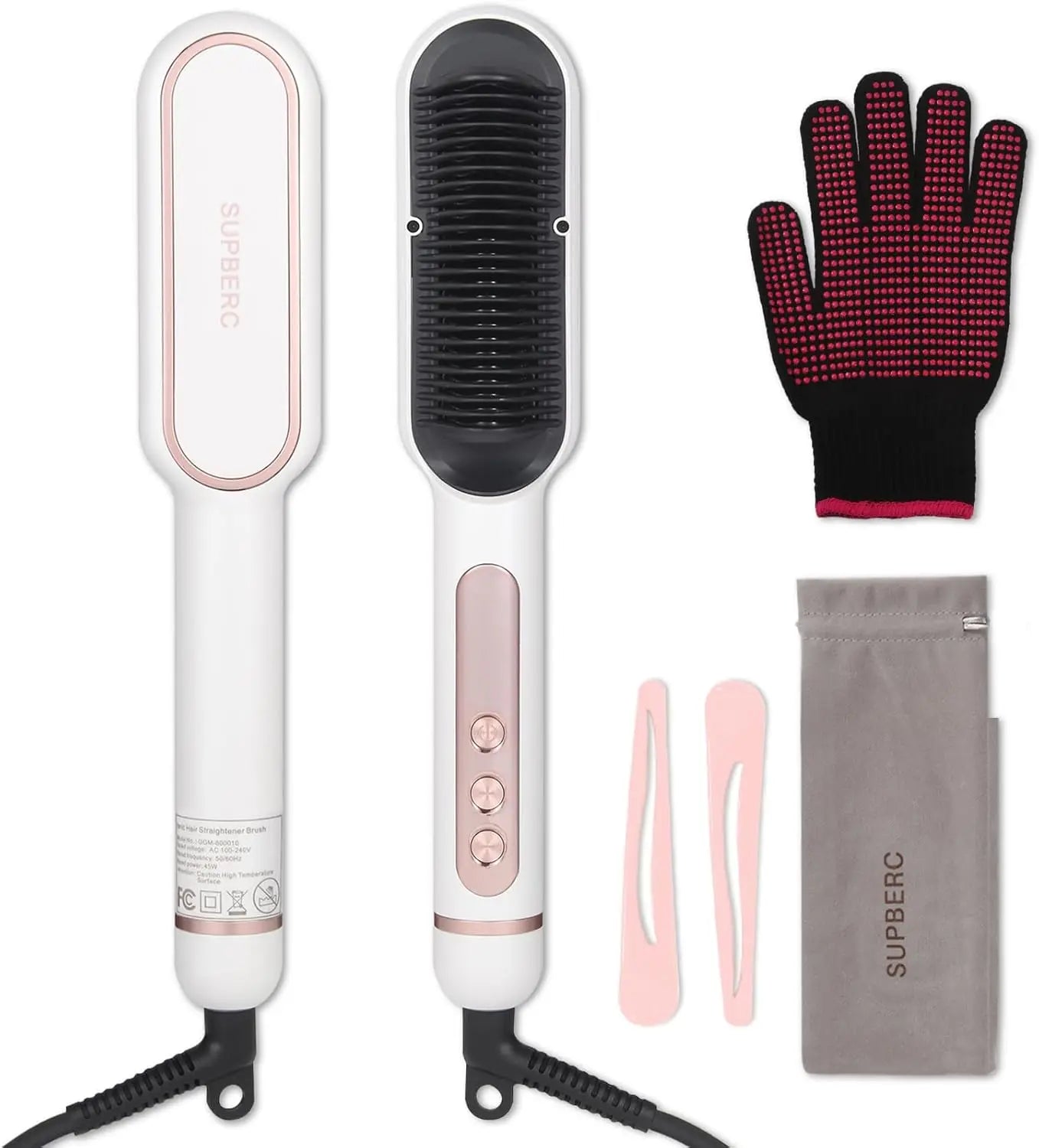 AP02 Negative Ionic Hair Straightener Brush, Fast Heating, Anti-Scald & Auto-Shut Off Hair Brush Straightener for Women