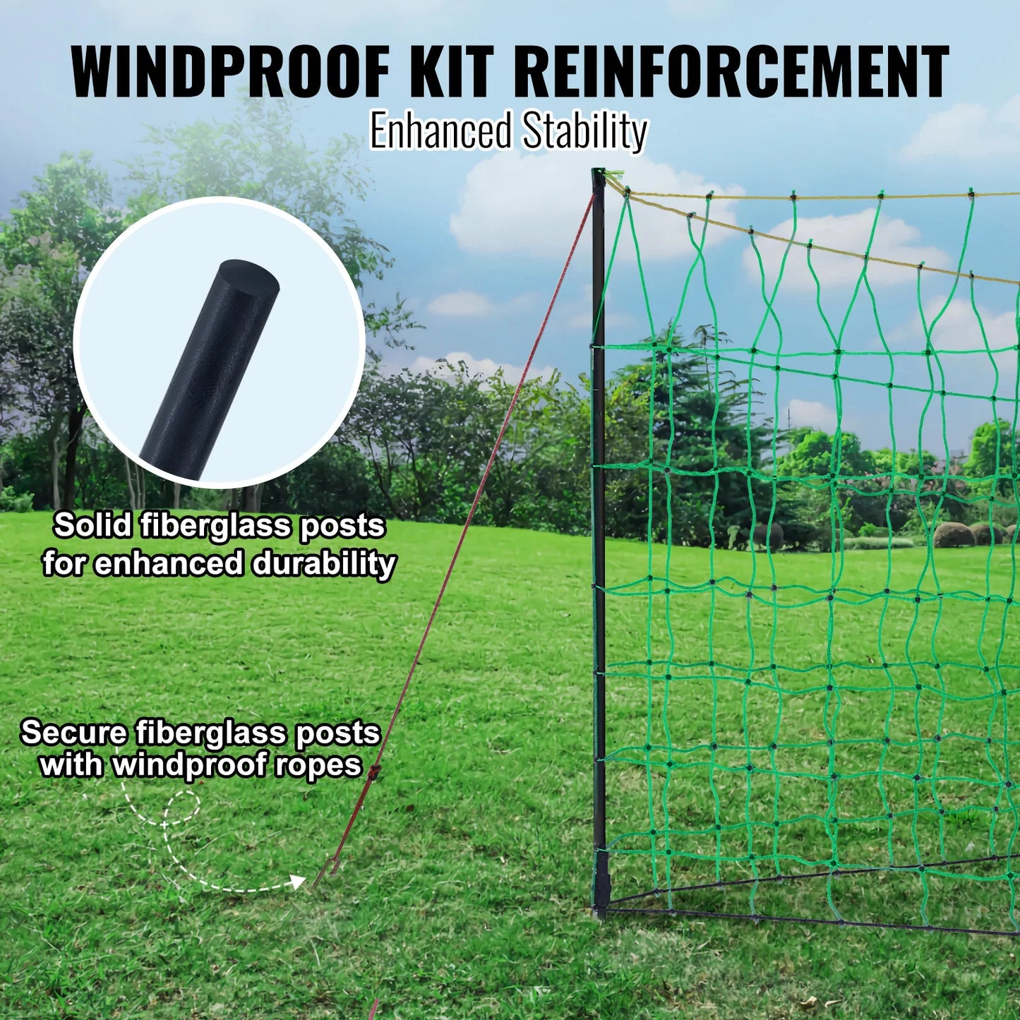 SucceBuy Electric Fence Netting PE Net Fencing with Posts Double-Spiked Stakes Utility Portable Mesh for Goats Used in Backyards