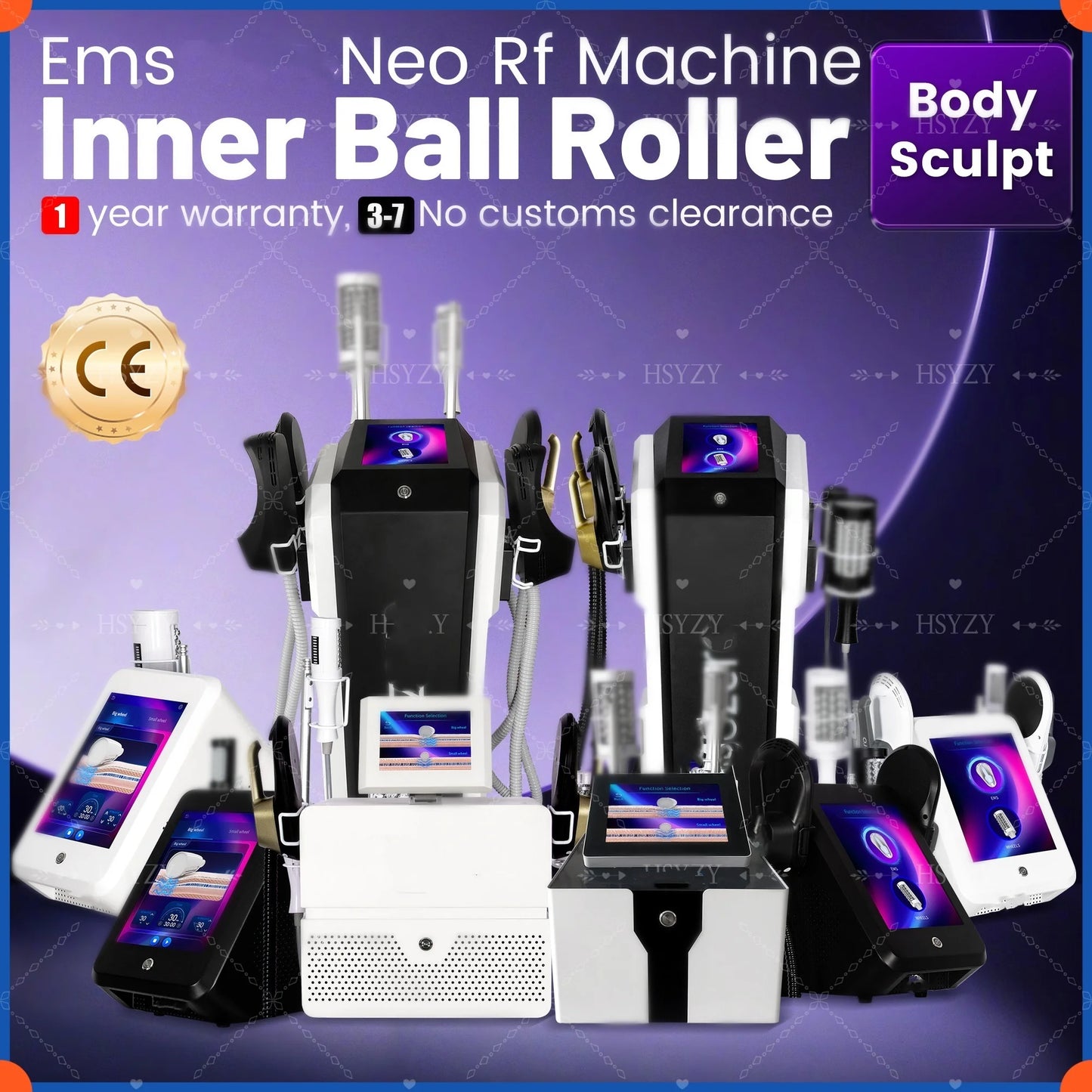 Hi-emt Neo RF Body Sculpt Machine Vacuum Inner Ball Roller Inner Ball Roller Machine 360 Degree Rolling Cellulite