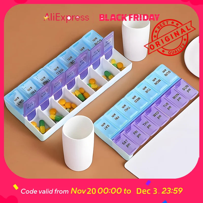 1-Piece Medicine Organizer - Multi-Compartment, BPA-Free, Travel-Friendly for Daily Use pill container