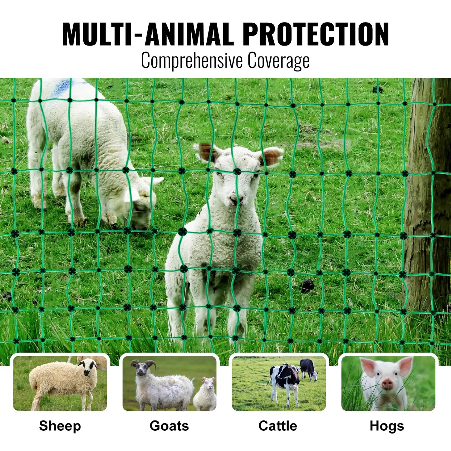 SucceBuy Electric Fence Netting PE Net Fencing with Posts Double-Spiked Stakes Utility Portable Mesh for Goats Used in Backyards