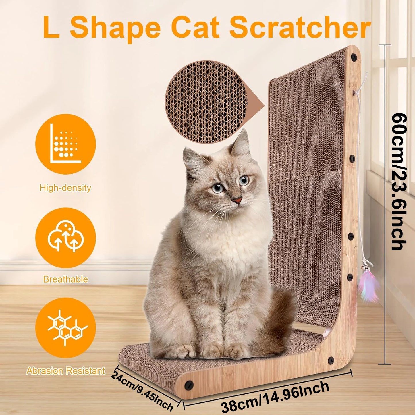 L Shaped Cardboard Cat Scratcher Pad For Indoor Furniture Protection