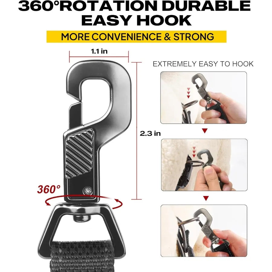 4 FT Heavy Duty Dog Leash with 2 Comfortable Padded Handles and Traffic Handle for Secure Walks Advanced Easy Snap Hook with Re