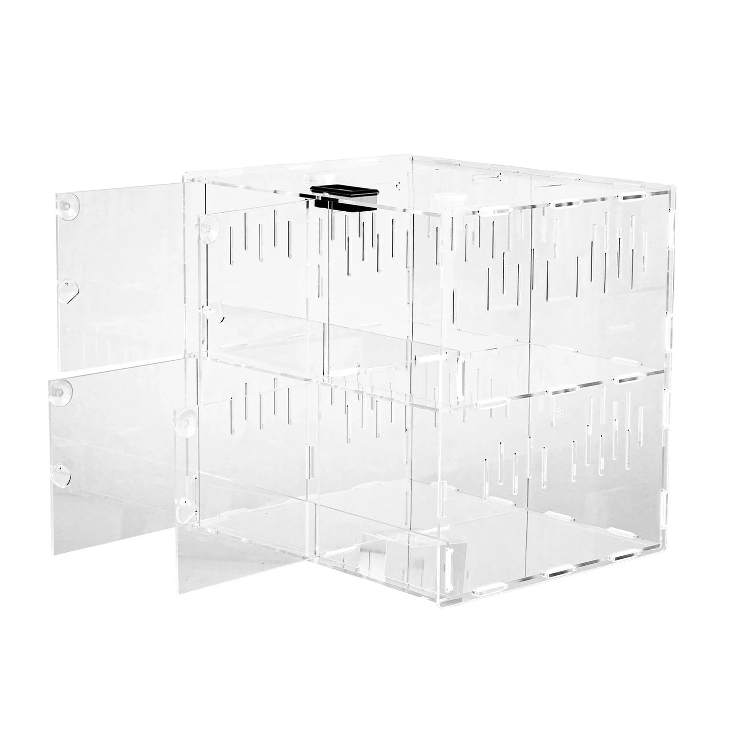 Acrylic 4 Grids Reptile Cage Large Tank Cage Enclosure Box Tarantula Insects, Tank Climbing Spider Snake Pet Box