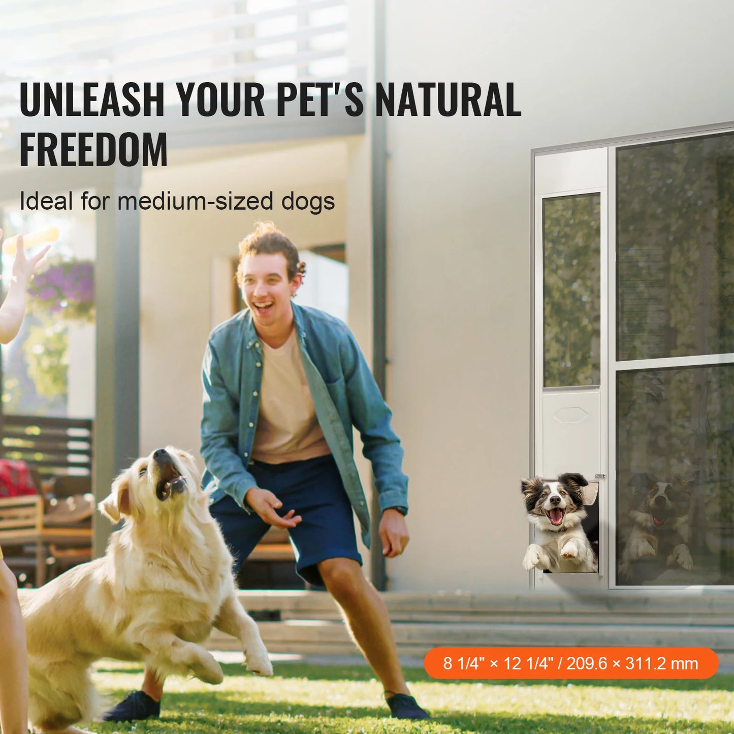 Dog Door Aluminum Sliding Glass Pet Door For Adjustable Height