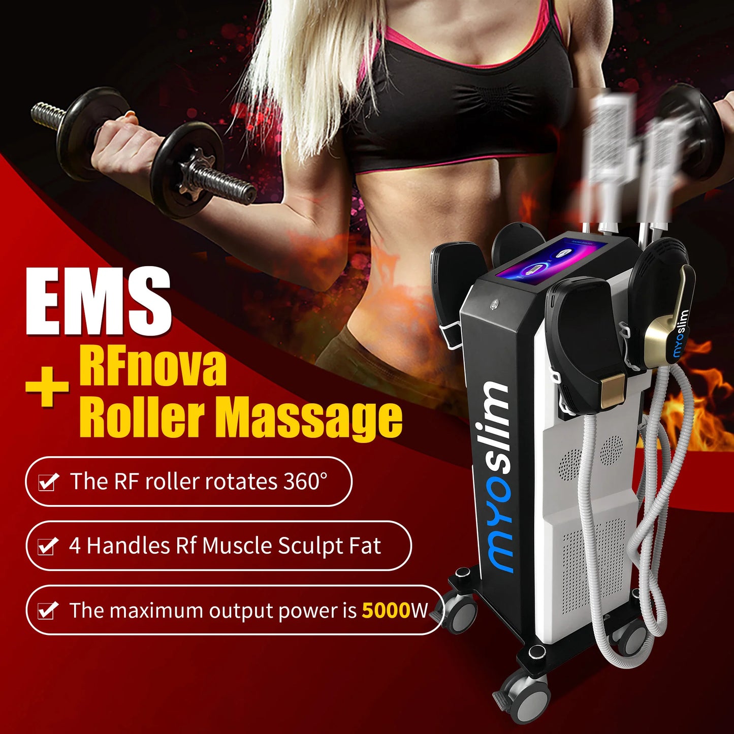 6500W MYOslim Sculpting Butt Lift Machine 2 in 1 Body Sculpt Machine RF Roller Muscle Stimulator Body Shaping Massage Equipment