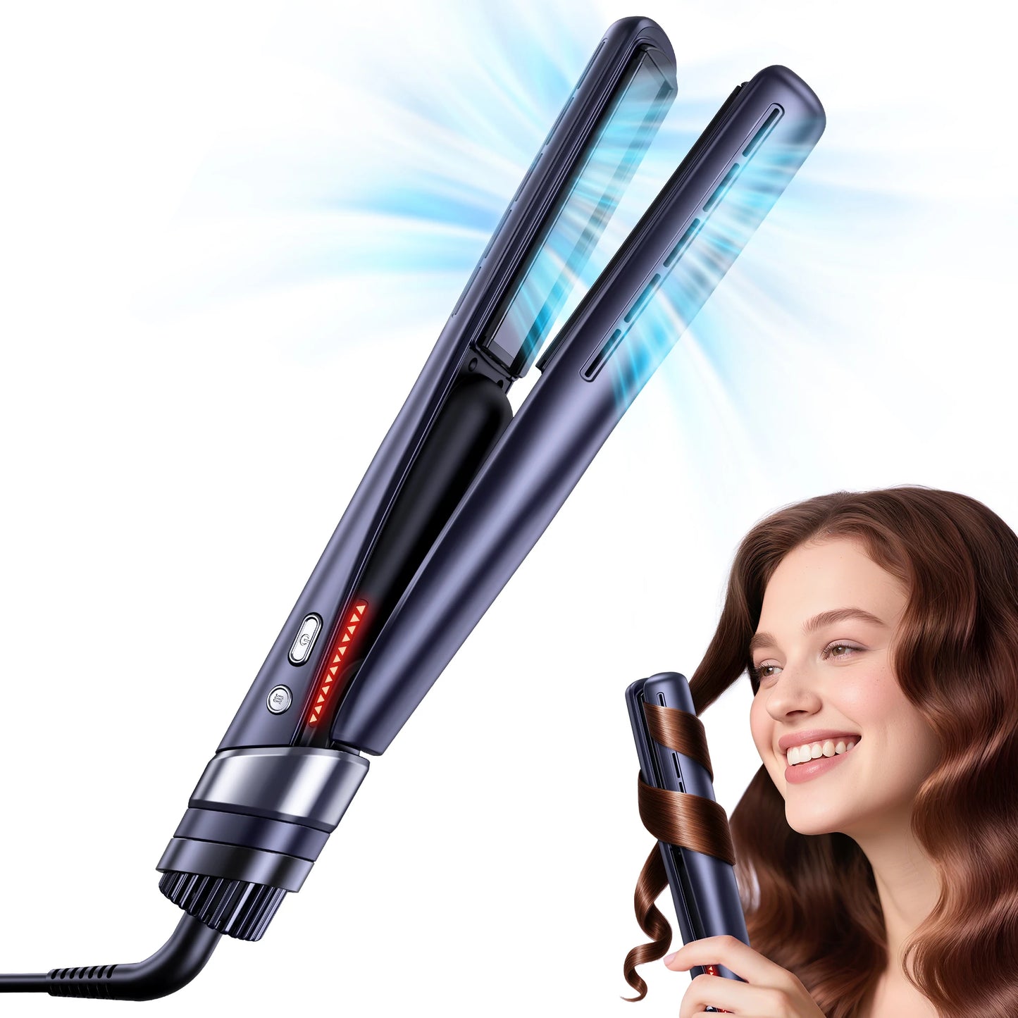 BOPCAL 3 in 1 Cold Air Hair Straightener Curler Flat Iron Straight Hair Stick Rapid heating Negative Ion Straightener Hair dryer