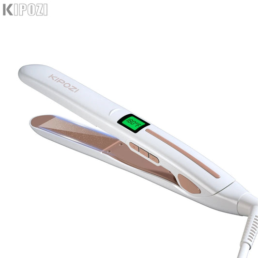 KIPOZI Professional Titanium Flat Iron Hair Straightener Digital LCD Display Dual Voltage Titanium Plates Salon & Home Use 2025