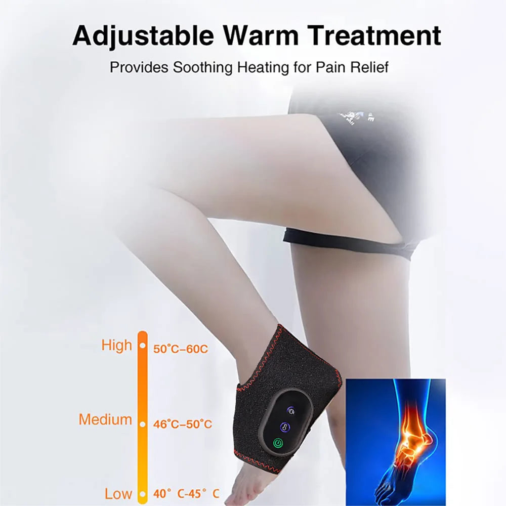 1 Pair Electric Foot Warmer Massager - Heated Guard Legs Joint Heat Compress for Men Women with Foot Vibration Massage Function