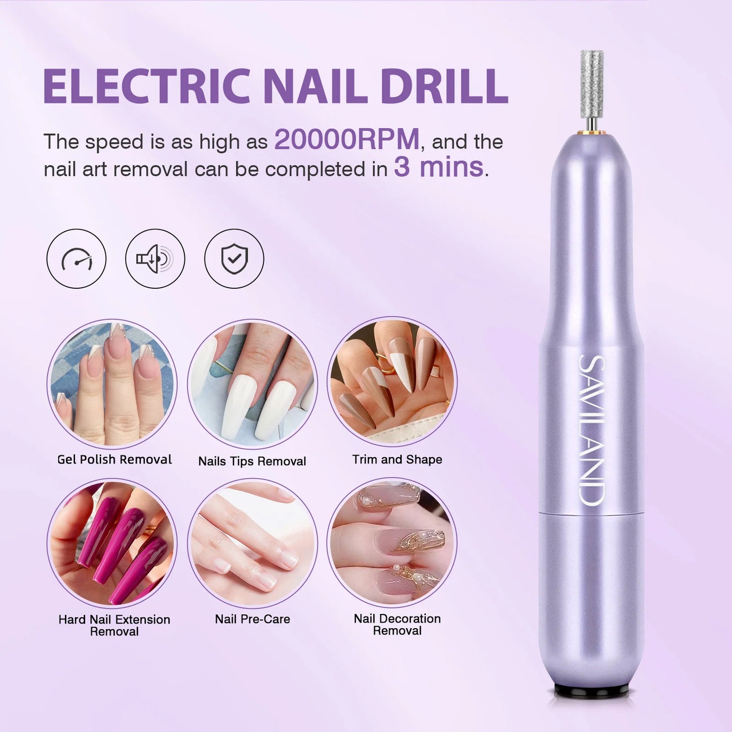 SAVILAND Gel X Nail Kit 500pcs Long Coffin Nail Tips with 15ml Nail Glue Gel Electric Nail Drill Machine UV Nail Lamp