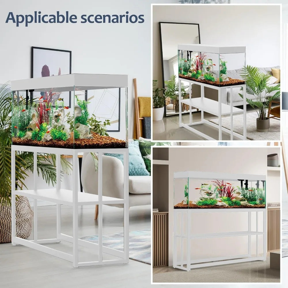 Fish Tank Stand Metal Aquarium Stand ,55-75 Gallon Aquarium Turtle Tank, 48.4 x 14.8 x 29.1Inch, Reptile Terrariums and Breeder