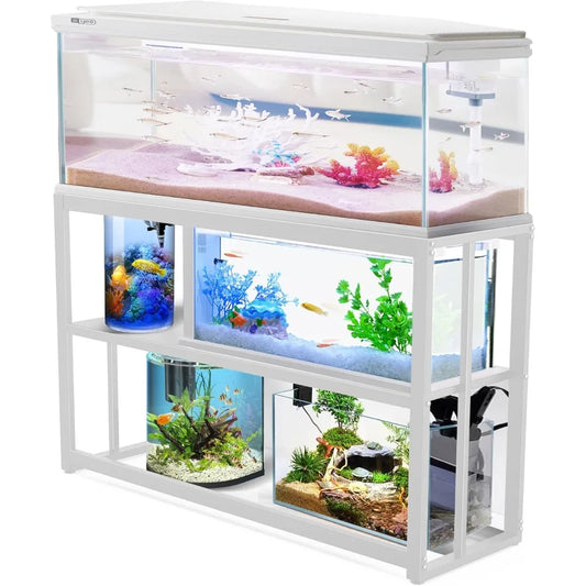 Fish Tank Stand Metal Aquarium Stand ,55-75 Gallon Aquarium Turtle Tank, 48.4 x 14.8 x 29.1Inch, Reptile Terrariums and Breeder