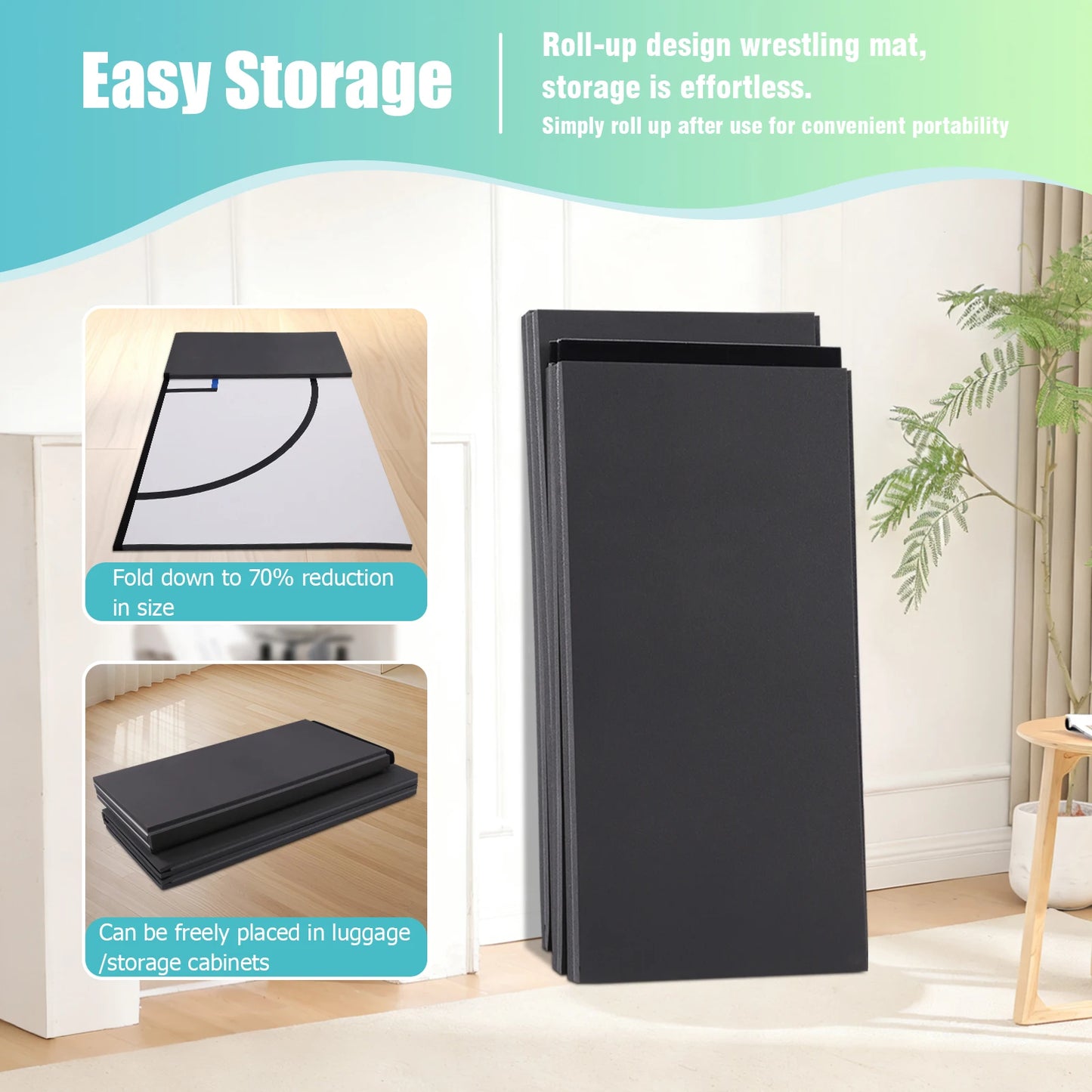 10x10FT Portable MMA/BJJ/Judo/Gymnastics Training Mat Taekwondo Floor Mat for Grappling Martial Art Boxing