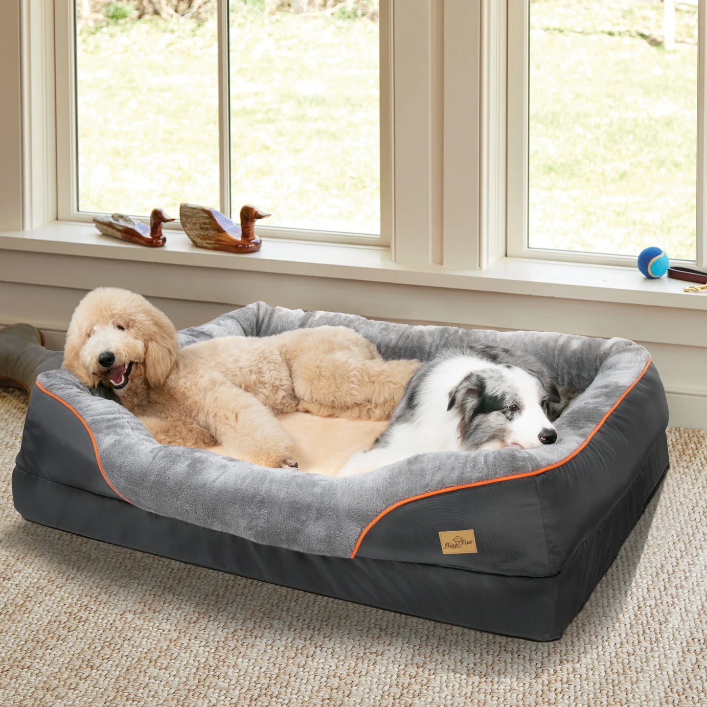BINGOPAWCN Large Dog Bed Anti Allergy Removable Washable Fleece Cover